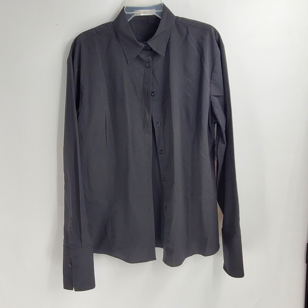 WOODBLU womens 2XL black button down shirt